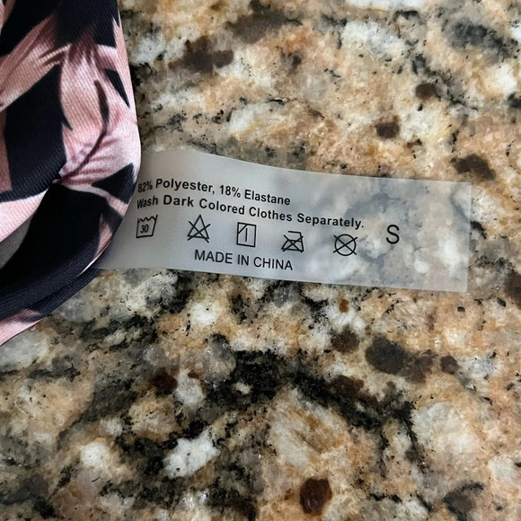 Women’s Floral Print Chain Link Bikini Swimwear S Black Pink Rose Two Piece 2024 - Picture 9 of 10